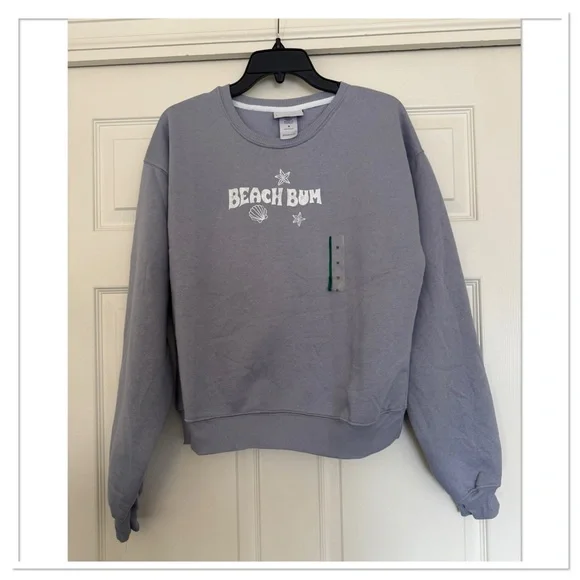 Modern Lux Women’s Beach Bum Blue Graphic Sweatshirt - Picture 2 of 4